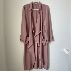 Lush Rose Muave Pink Lightweight Open Duster Cardigan Size Medium